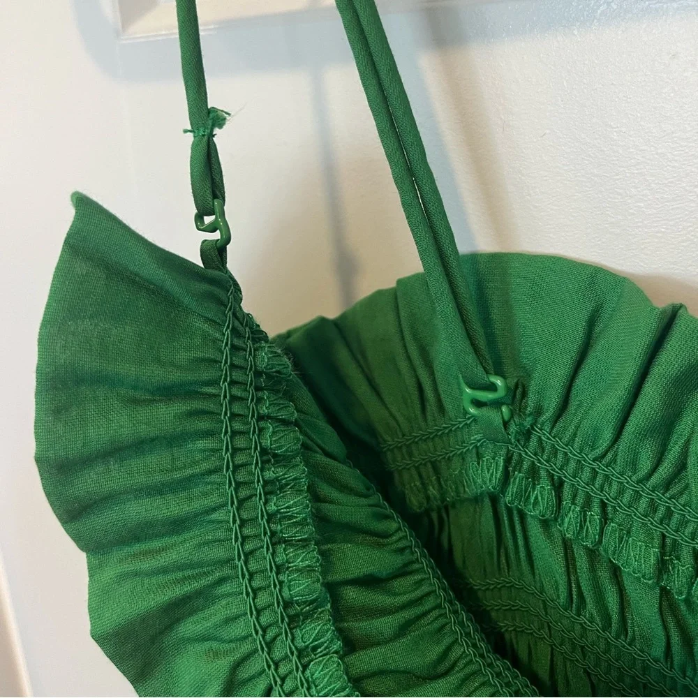 H&M Smocked-Bodice Strappy Green Dress - Picture 6 of 7